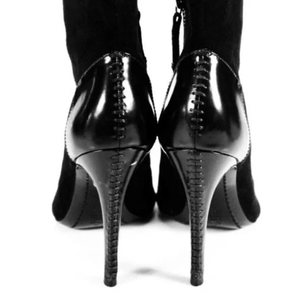 Alice + Olivia Dametrie Suede & Leather Ankle Heeled Boots Sz 6 - Picture 5 of 9